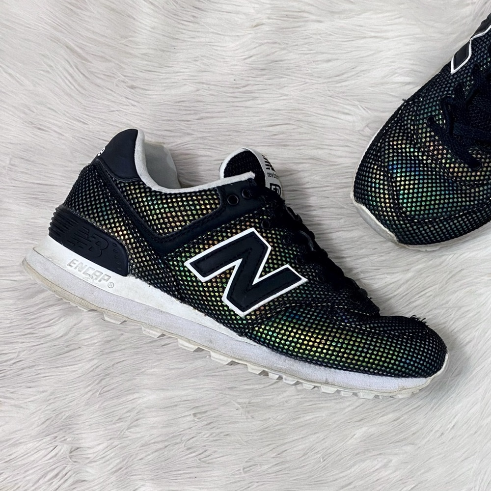 New Balance Black Green Iridescent 574 Mermaid Luminescent Classic Sneakers
